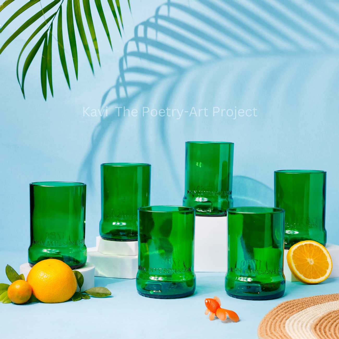 Upcycled Jameson whiskey bottle glasses (Set of 6)