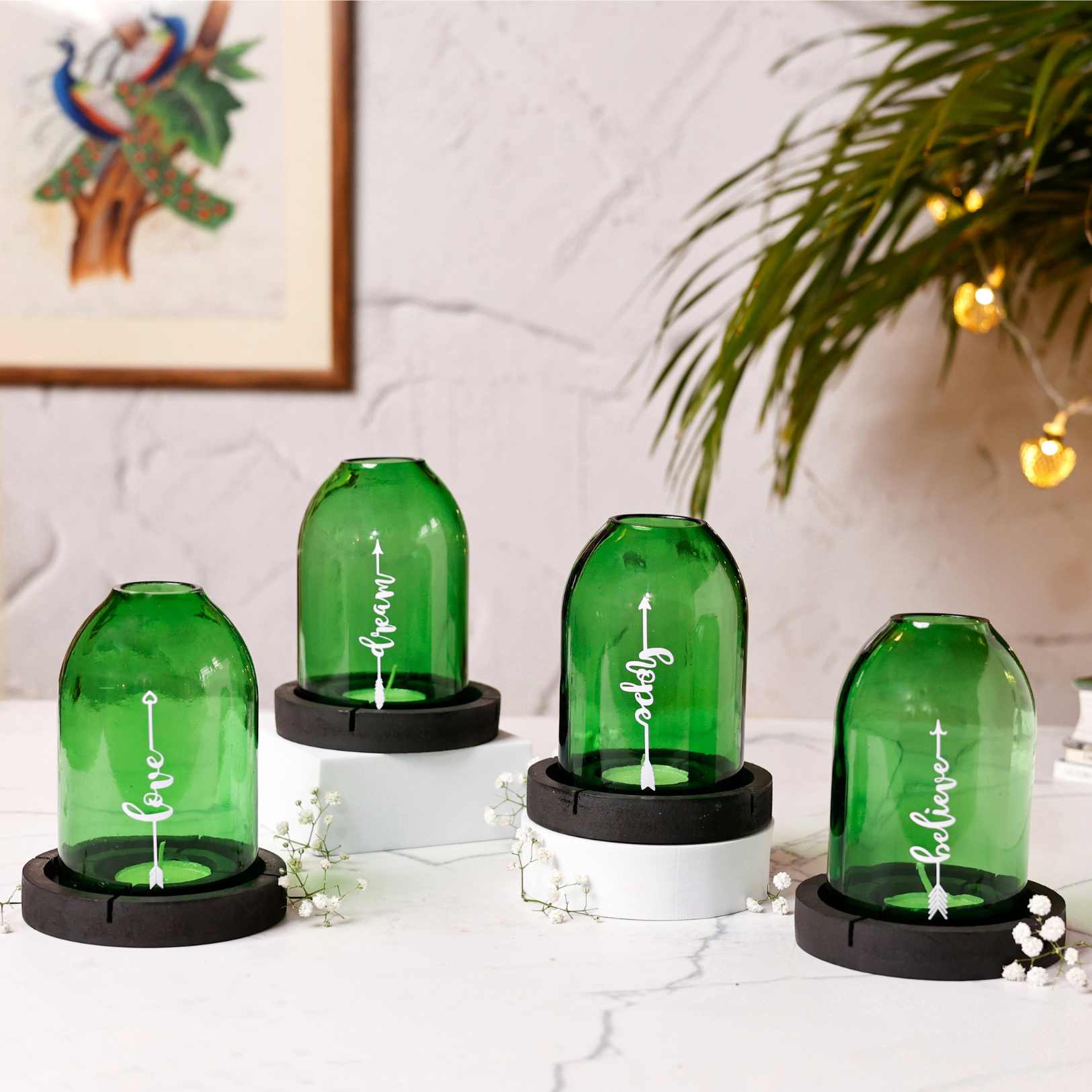 Upcycled Bottle Tea Light Holder Combo (Set of 4)