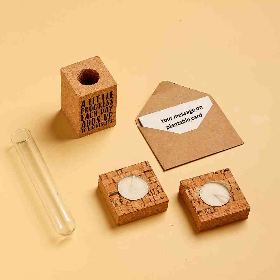 Cork planter and candles combo