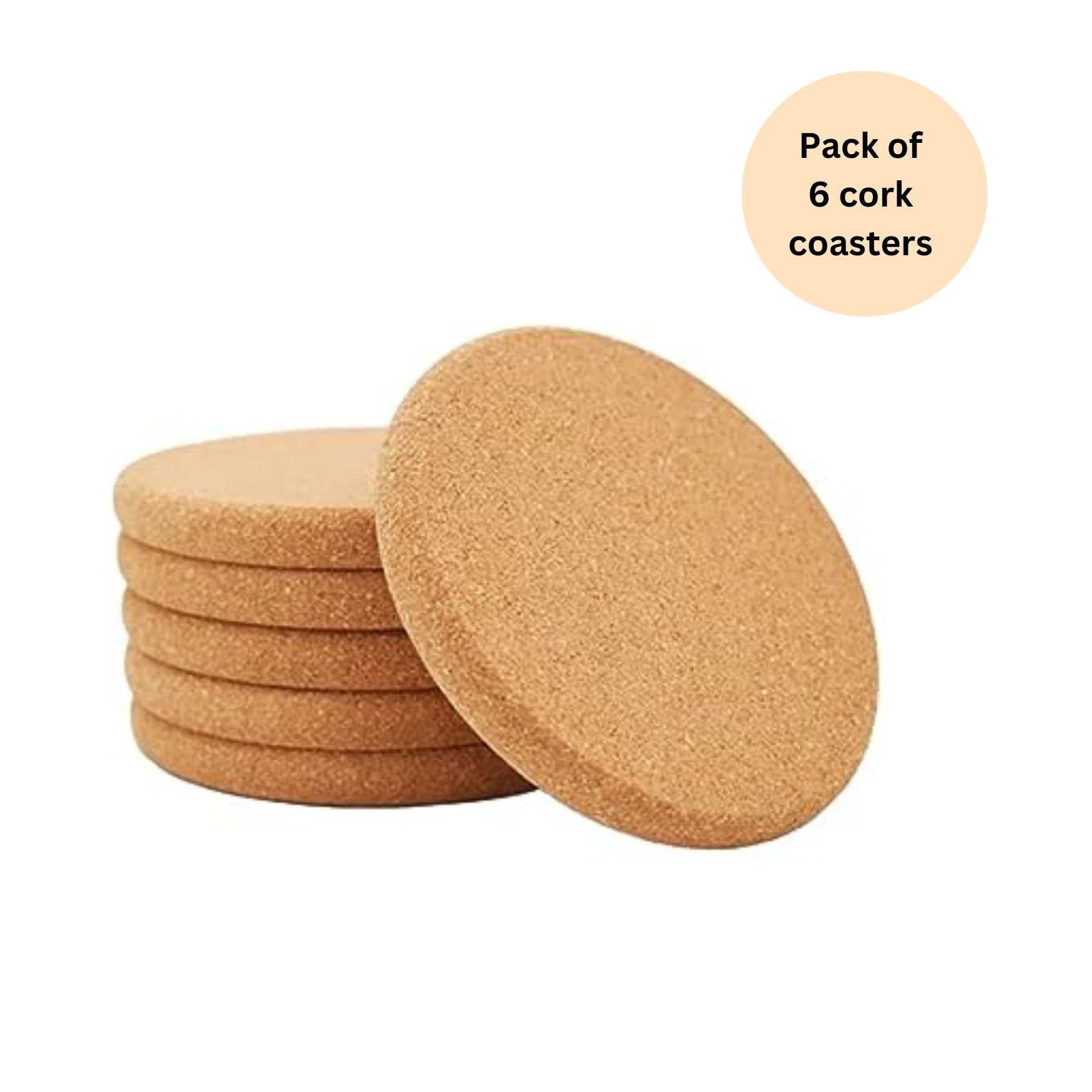 Thick Natural Cork Round Coasters (Set of 6)