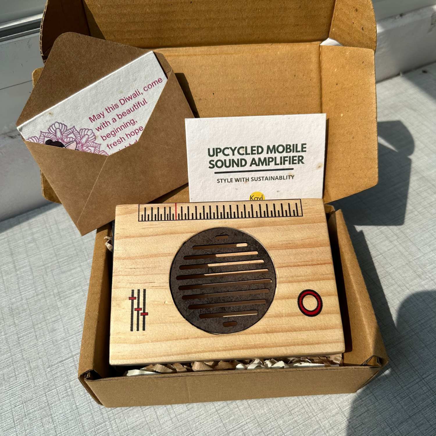 Customised Upcycled Mobile Phone Sound Amplifier with Plantable Diwali Card
