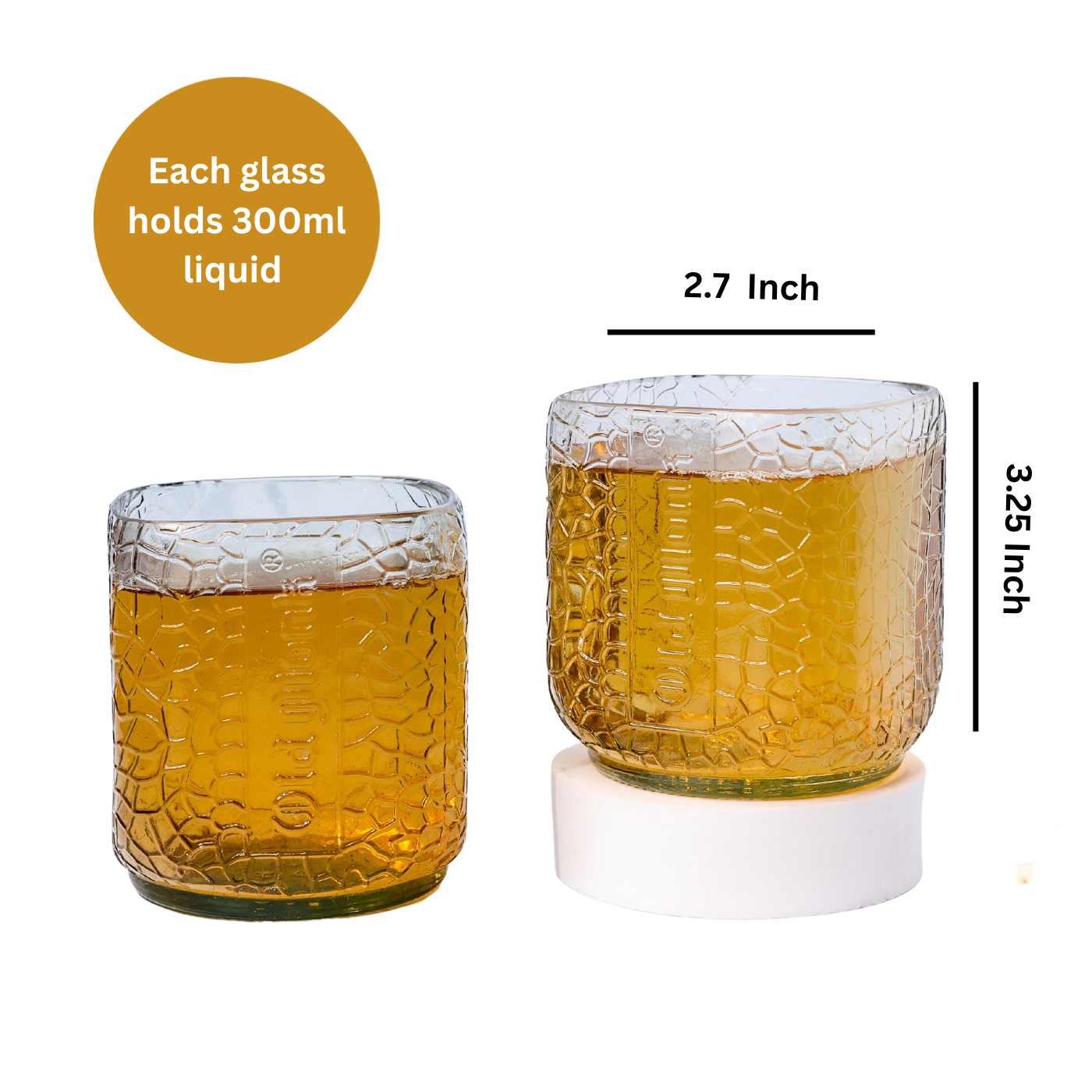 Upcycled Old Monk Small glasses 300ml (Set of FOUR)