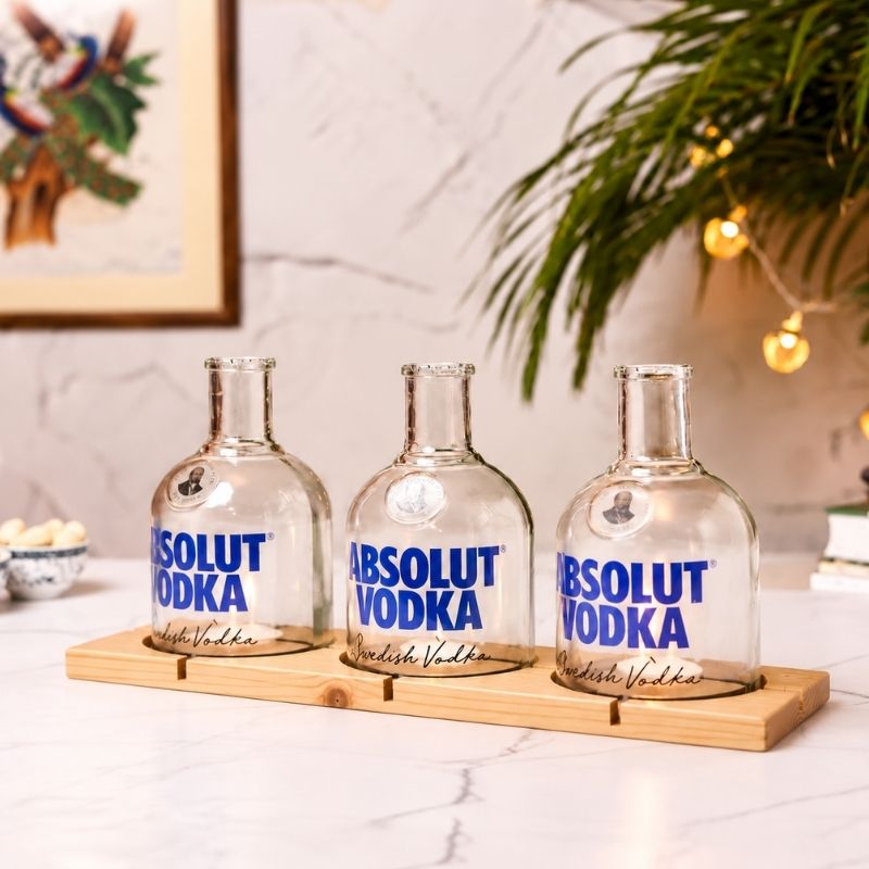 Upcycled Absolut Bottle Tea Light Holder