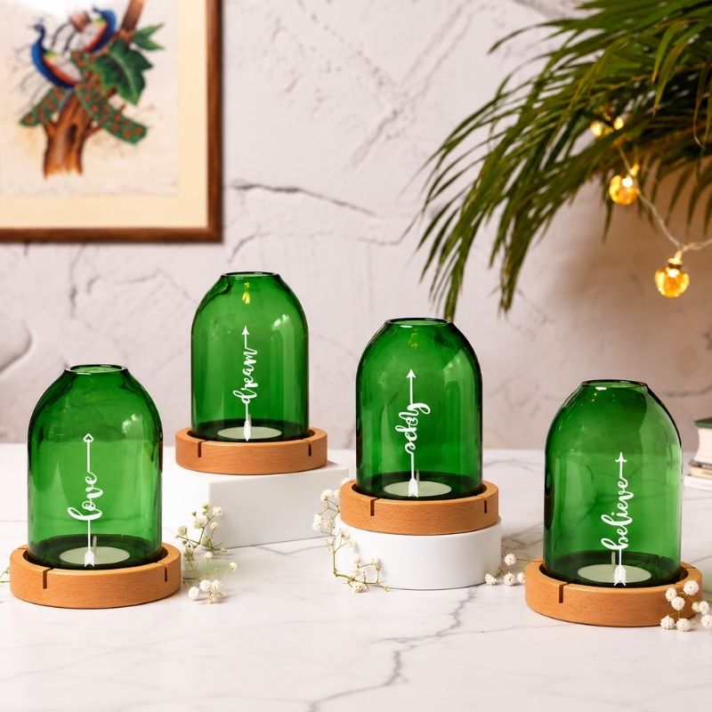 Upcycled Bottle Tea Light Holder Combo (Set of 4)