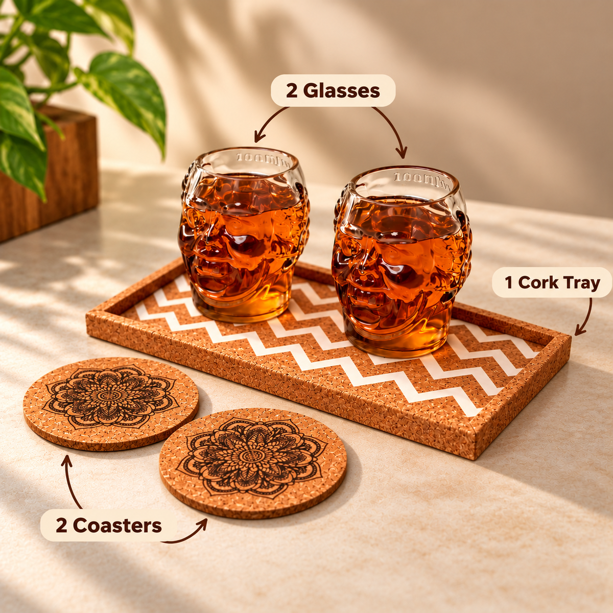 Old Monk Small Face Glass Gift Set