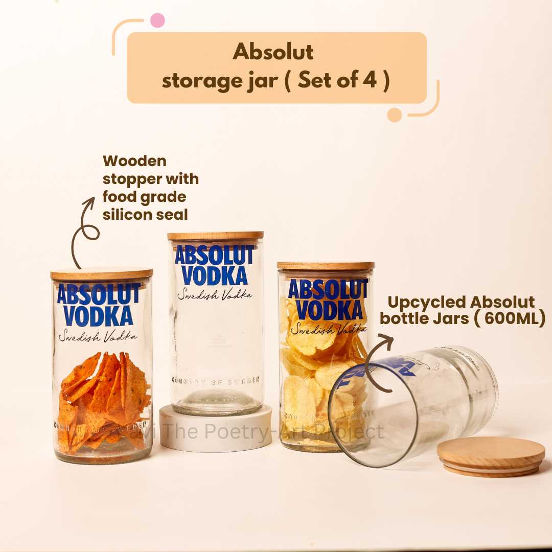Kavi Absolut Top Cut Bottle Jars (Set of Four) - Kavi The Poetry-Art Project