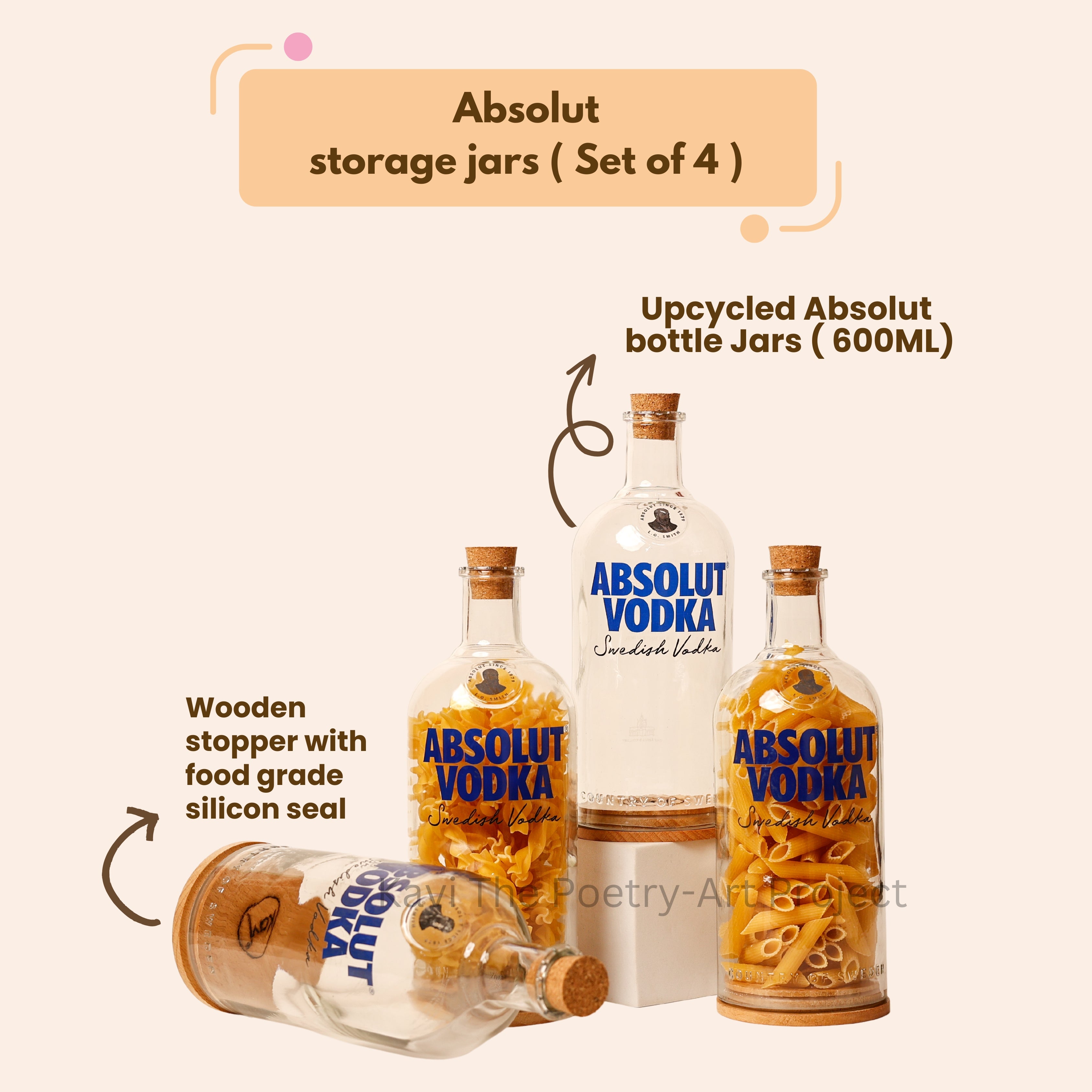 Kavi Recycled Vodka Jars (Set of Four) - Kavi The Poetry-Art Project