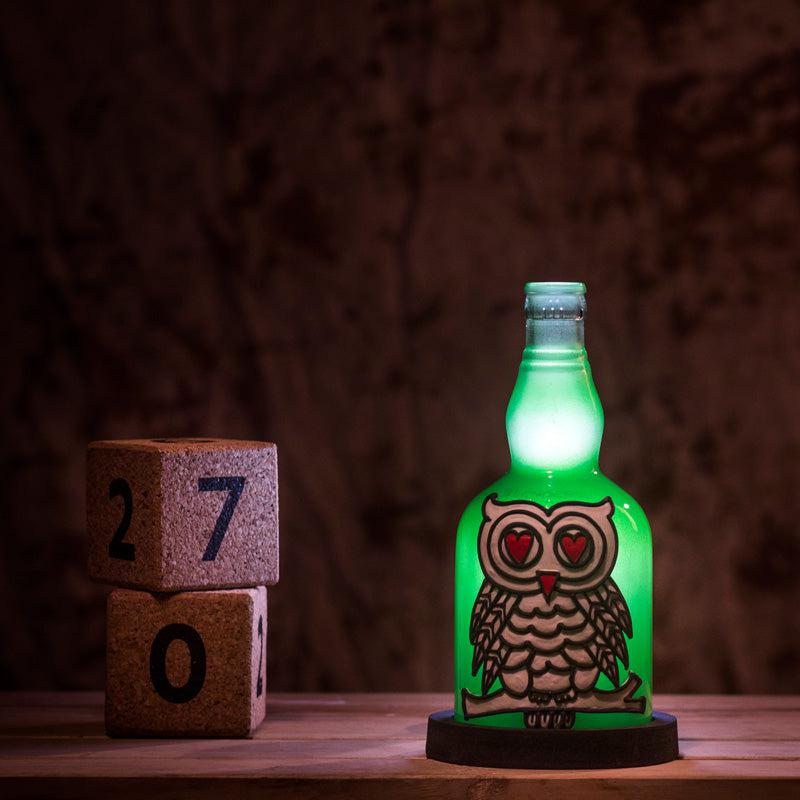 Black & White Owl Handmade Inlit (Green)