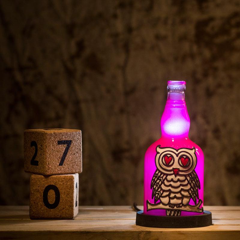 Black & White Owl Handmade Inlit (Pink)