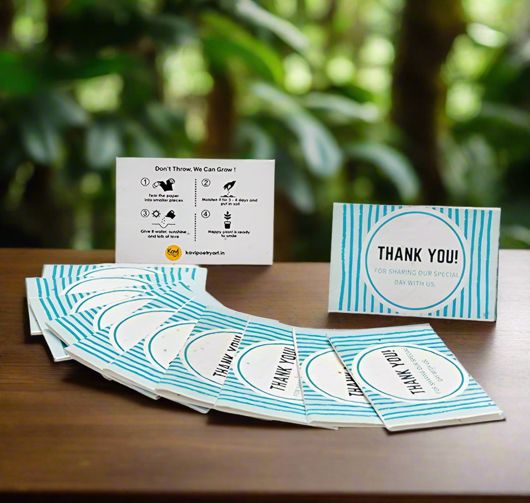Blue Thank You Seed Paper Cards with Envelopes (Set of 25)