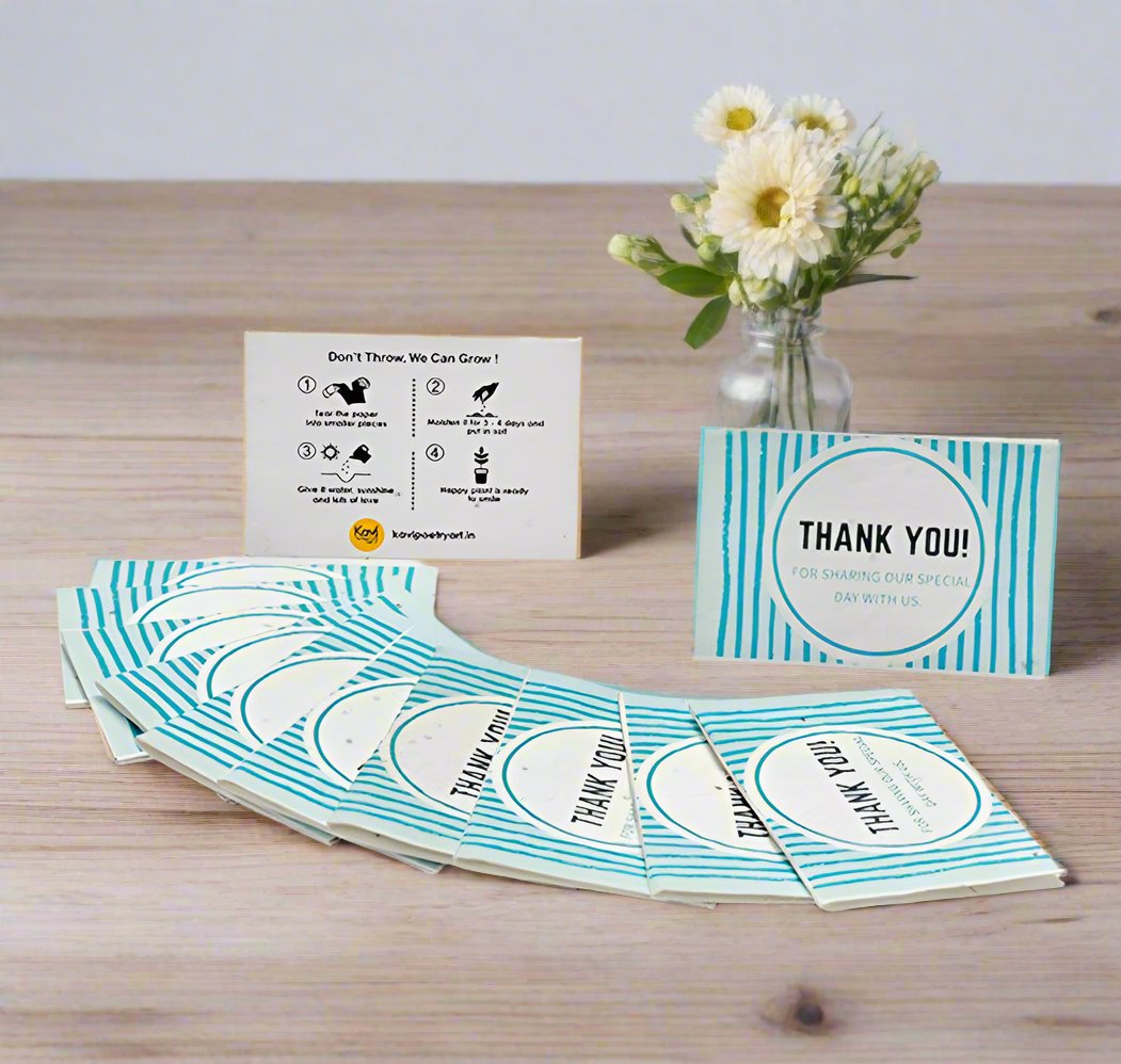 Blue Thank You Seed Paper Cards with Envelopes (Set of 50)