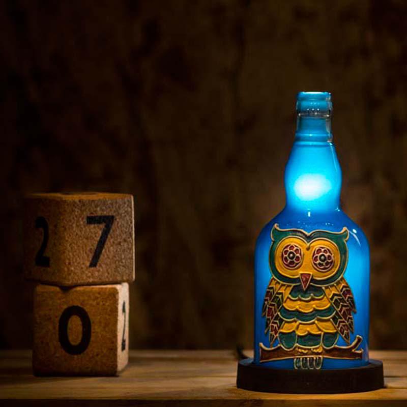 Colorful Owl Handmade Inlit (Blue)