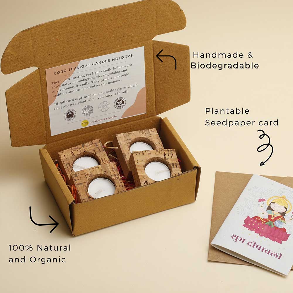 Floating Cork Tea Light Holders