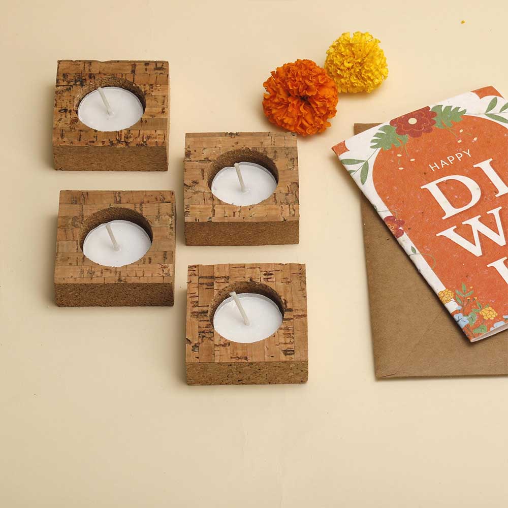 Floating Cork Tea Light Holders