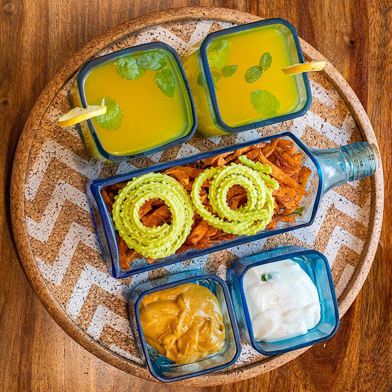 Kavi Bombay Sapphire Serving Set With Cork Tray