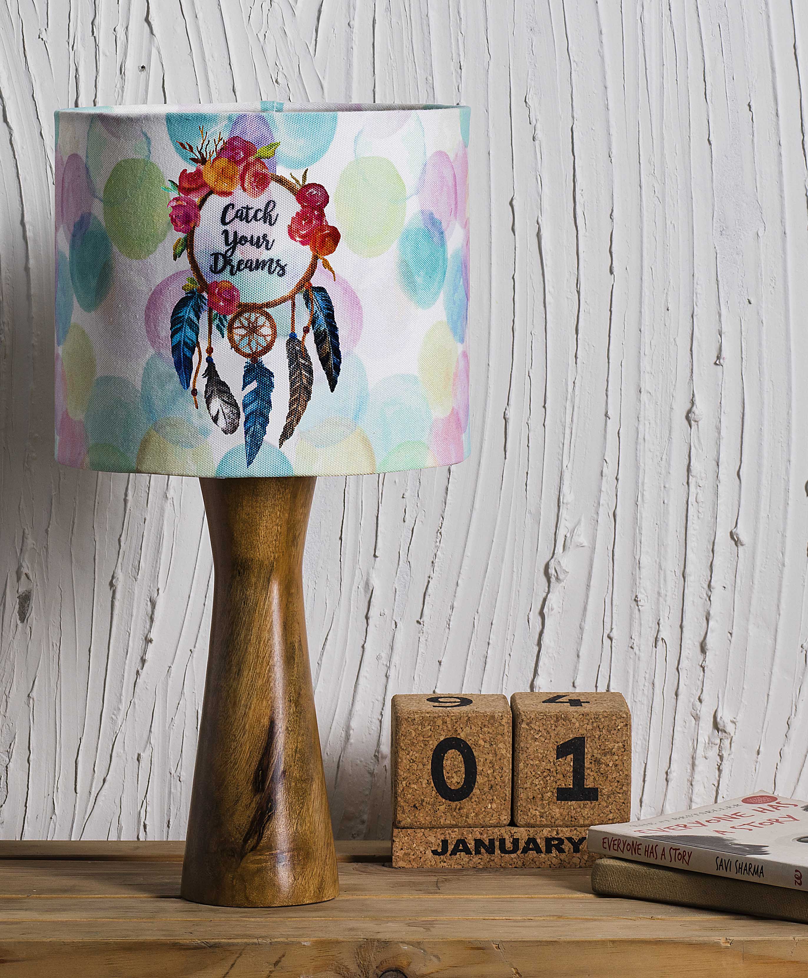 Kavi Dream Catcher Wooden Shade Lamp (Round)