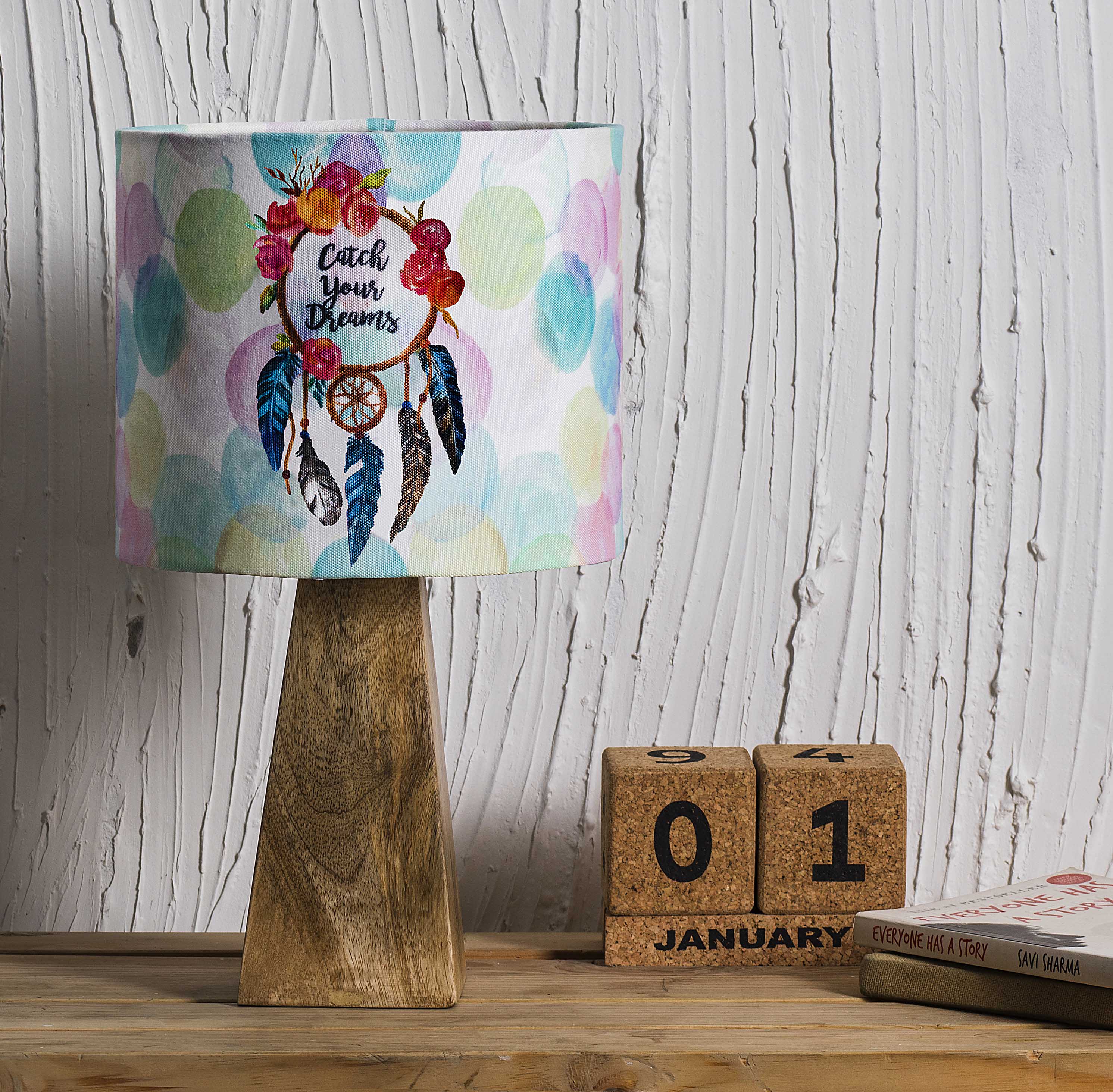 Kavi Dream Catcher Wooden Shade Lamp (Square Base)