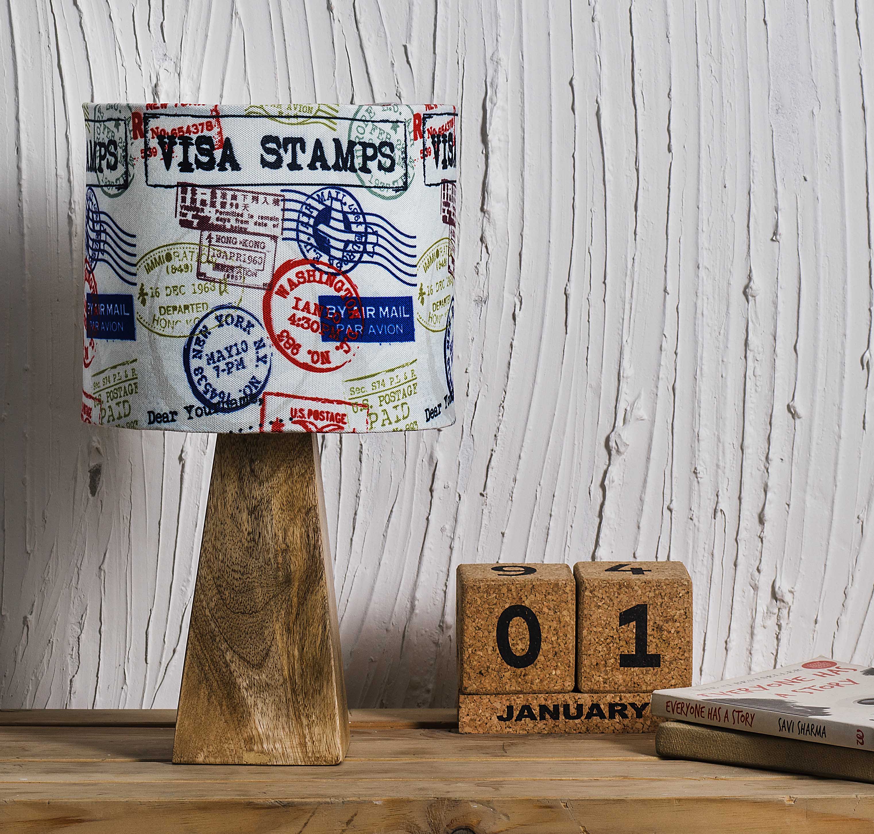 Kavi Wanderlust Wooden Shade Lamp (Square Base)