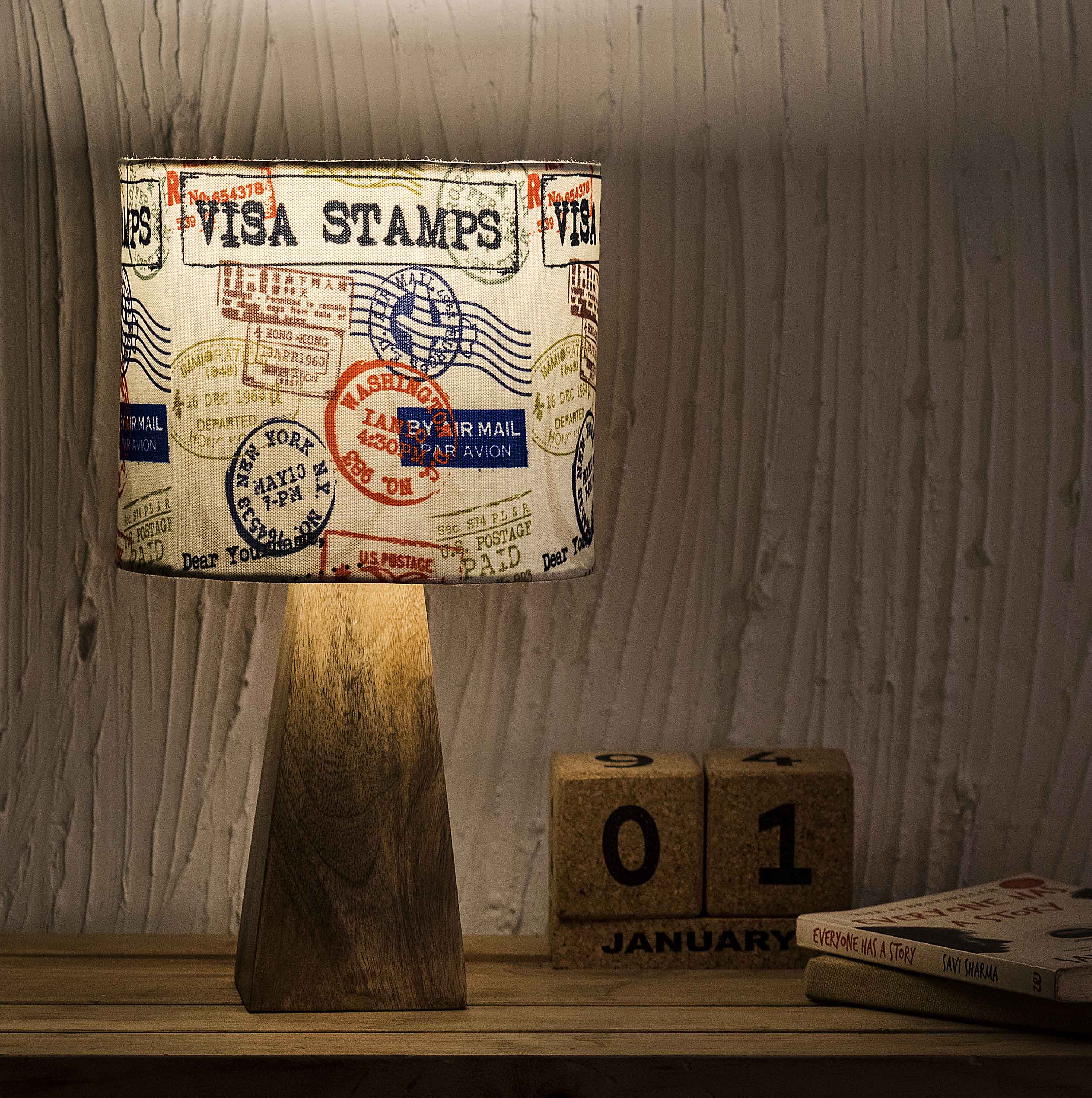 Kavi Wanderlust Wooden Shade Lamp (Square Base)