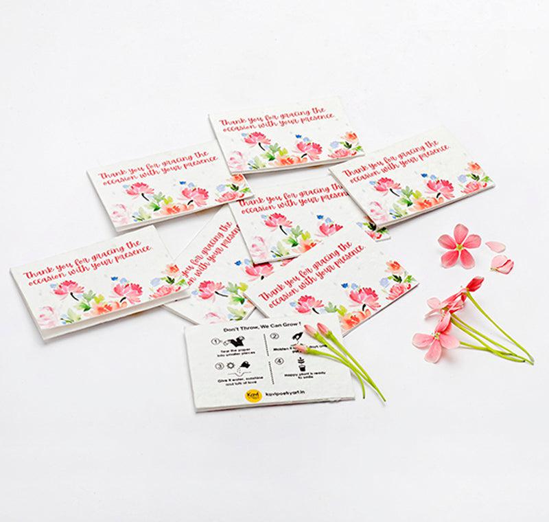 Pink Flowers Thank You Seed Paper Cards (Set of 12)