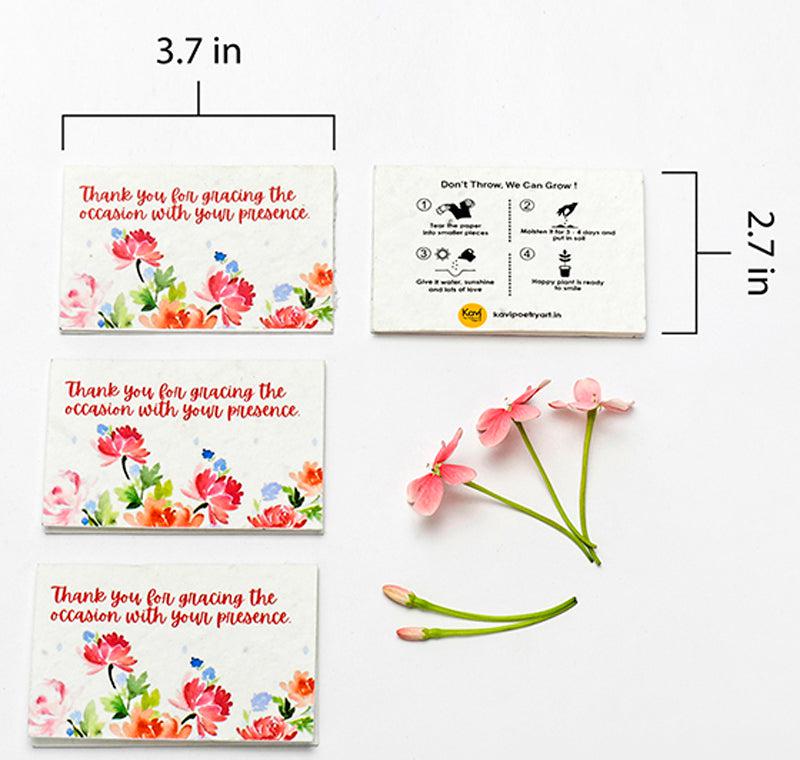 Pink Flowers Thank You Seed Paper Cards (Set of 12)