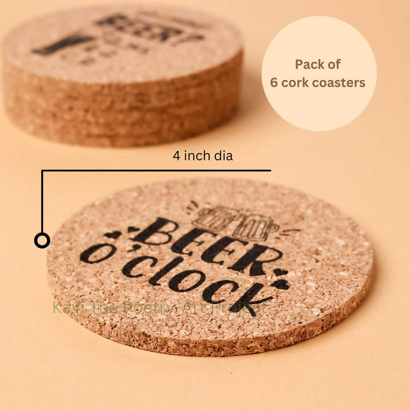 Cheers & Beers Cork Coasters (Set of 6)