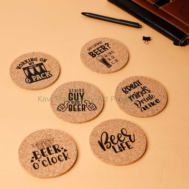 Cheers & Beers Cork Coasters (Set of 6)