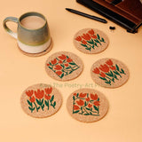 Cork Floral Table Coasters (Set Of 6)