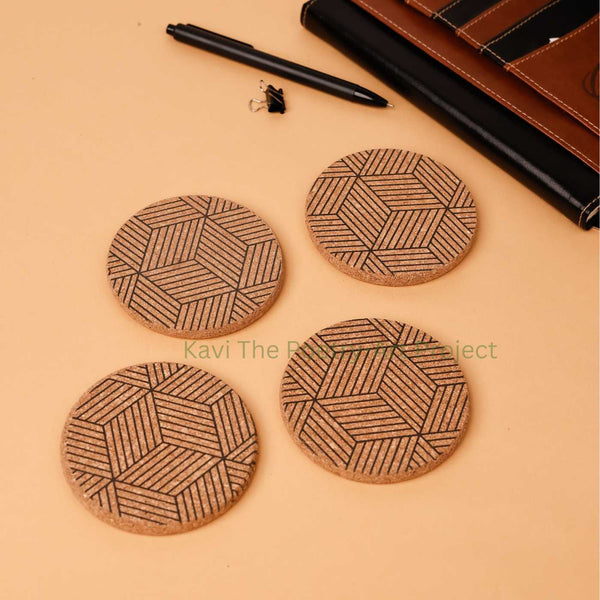 Geometric Fusion Cork Coasters Set of 4