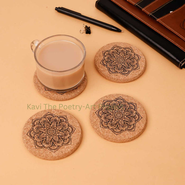 Mandala Art Designs Cork Coasters (Set of 4)