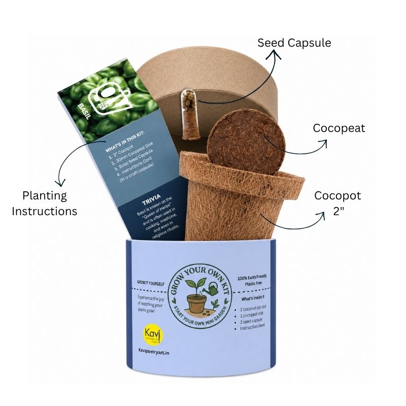 Kavi DIY Grow Kit with 3mm Cork Coaster and Cocopeat Disc, Set of 8, DIY Gardening Kit
