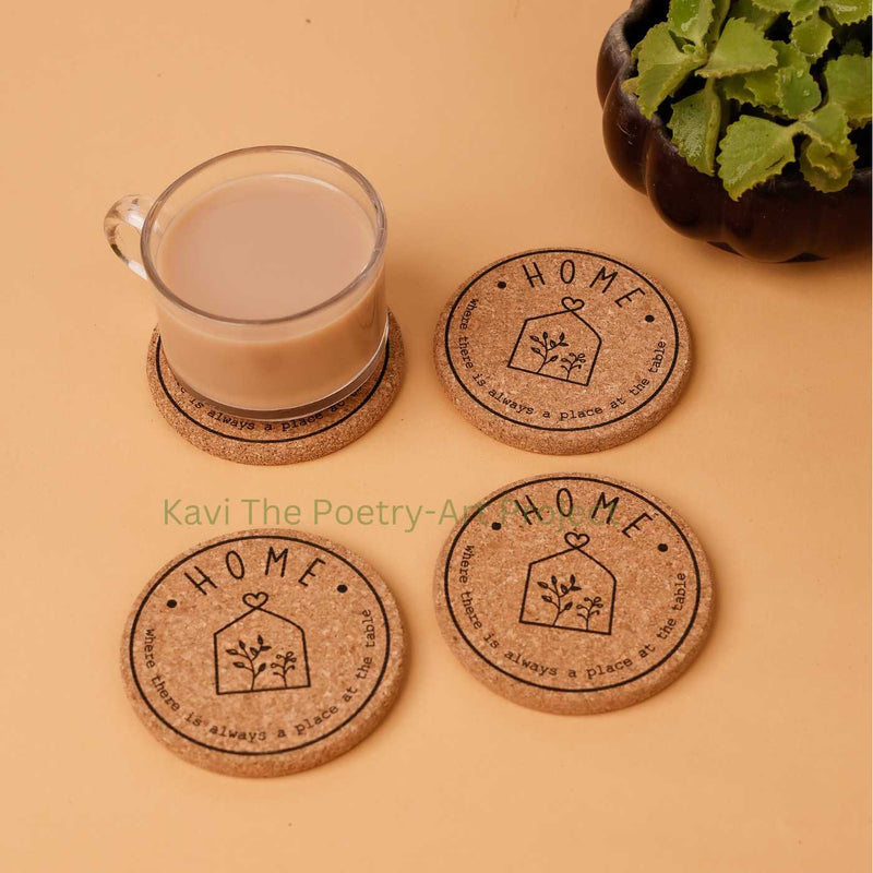 Family & home cork coasters (set of 4)