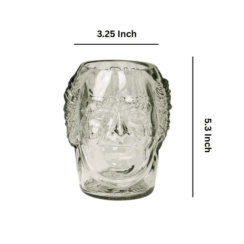 Kavi Old Monk Face Glass with Straw, 600ml | Unique Glass Tumbler for Bar, Home & Gifting