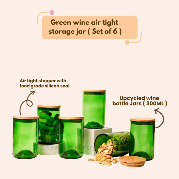Green Wine Airtight Bottle Jars ( Set of 6 )