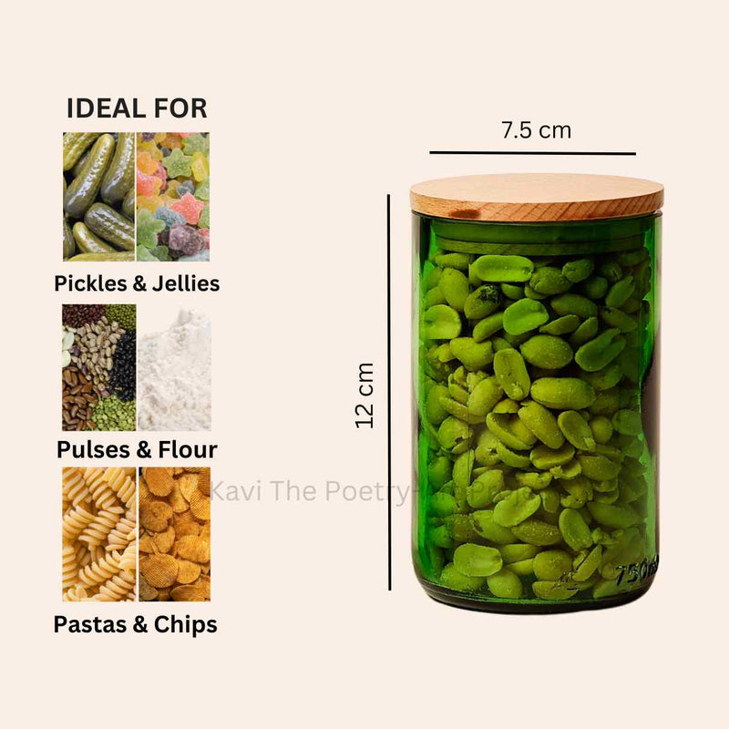 Green Wine Airtight Bottle Jars ( Set of 6 )