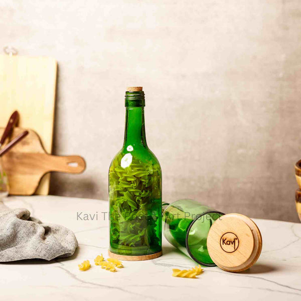 Kavi Green Wine Upcycled Jars (Set of Two)