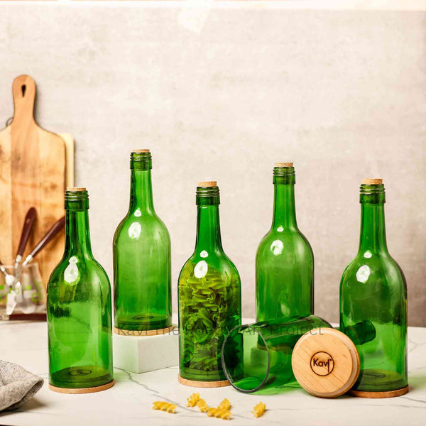 Kavi Green Wine Upcycled Jars (Set of Six)