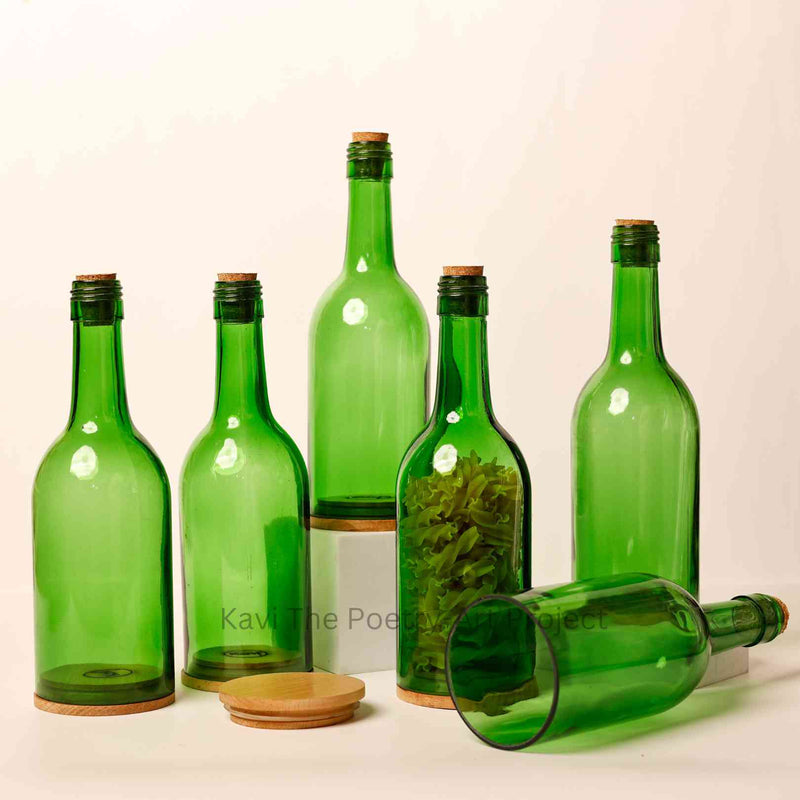 Kavi Green Wine Upcycled Jars (Set of Six)