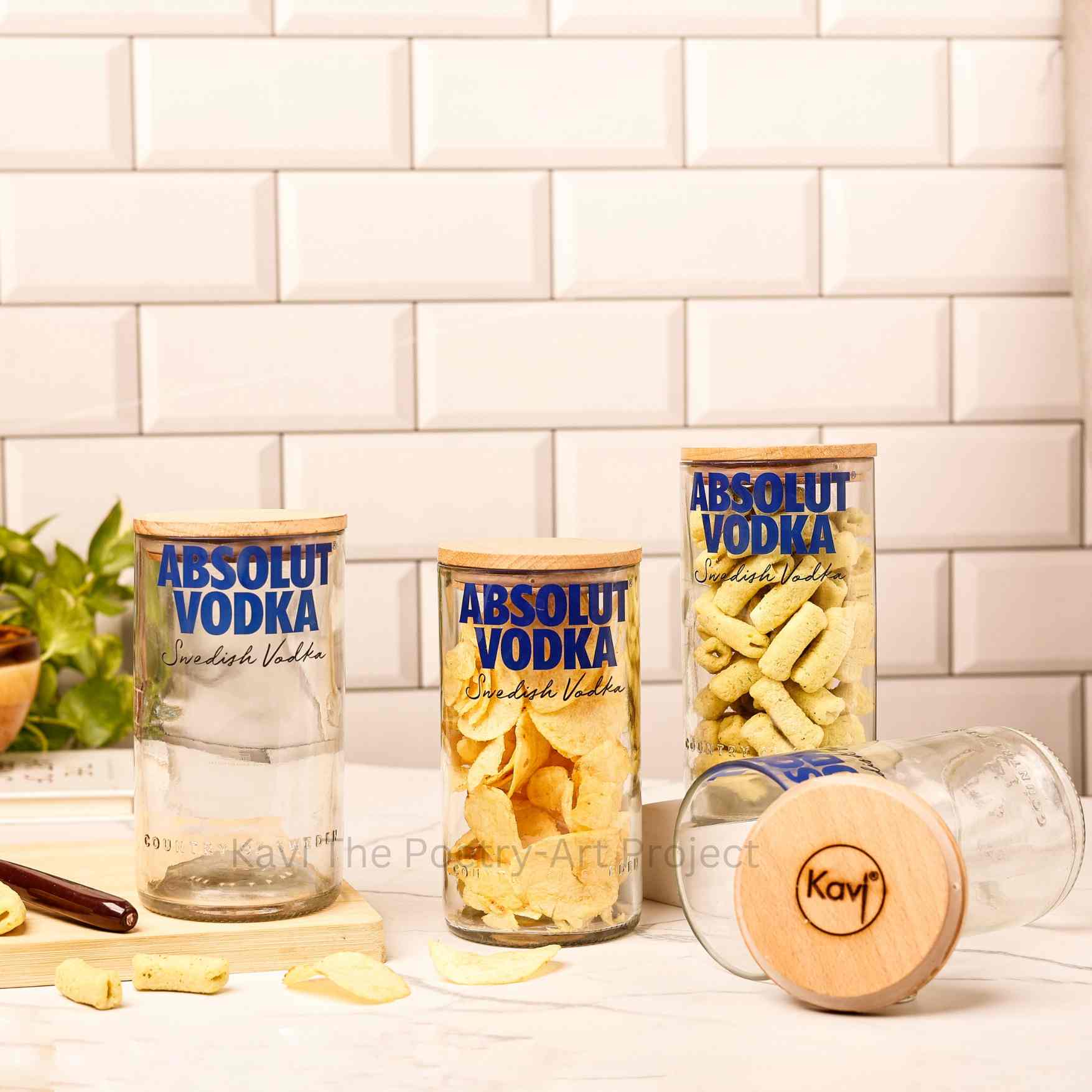 Kavi Absolut Top Cut Bottle Jars (Set of Four)