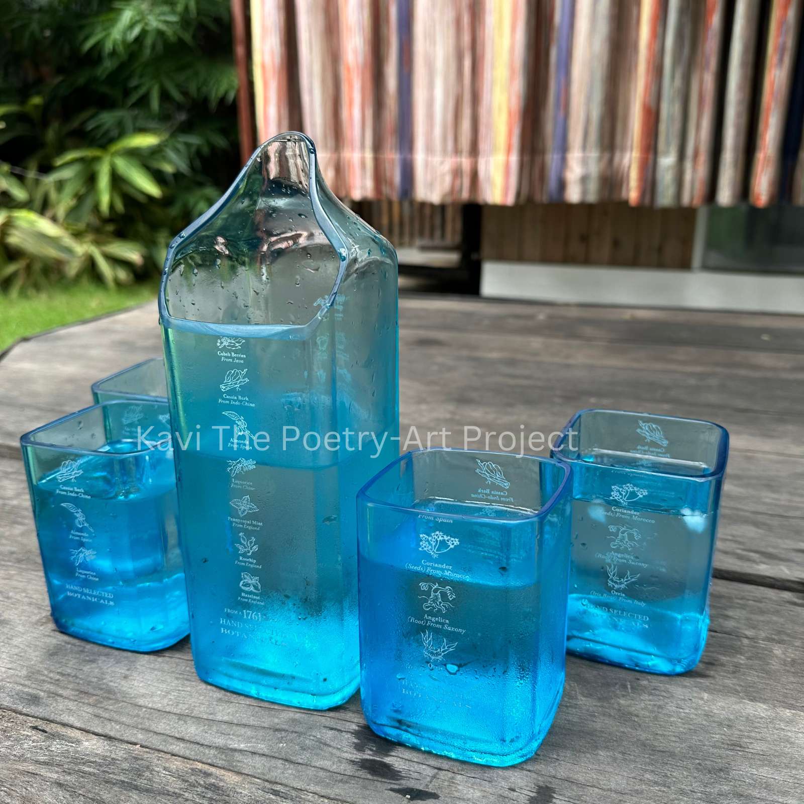 Bombay Sapphire Glasses ( Set of 4 ) with Jug