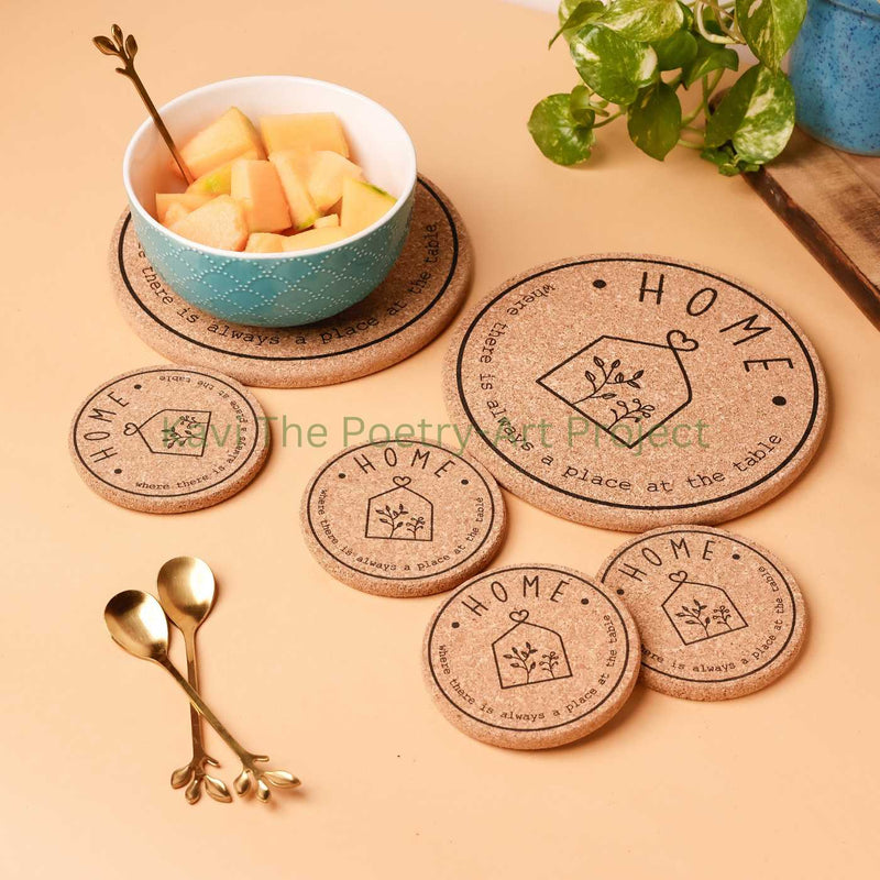 Kavi Home Design Cork Trivets With Cork Coasters