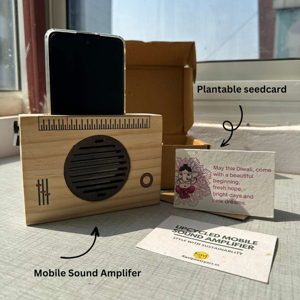 Upcycled Mobile Phone Sound Amplifier with Plantable Diwali Card