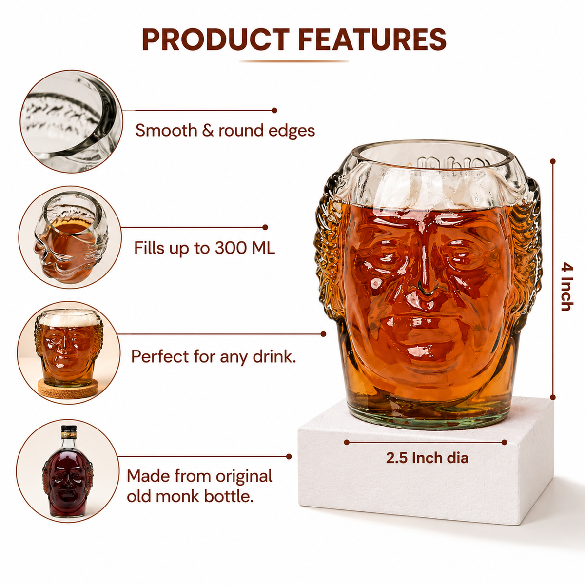 Old Monk Small Face Glass Gift Set