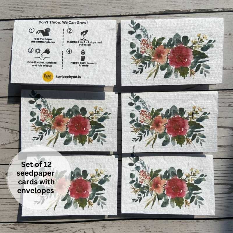 Seed Paper Cards with Envelopes (Set of 12)