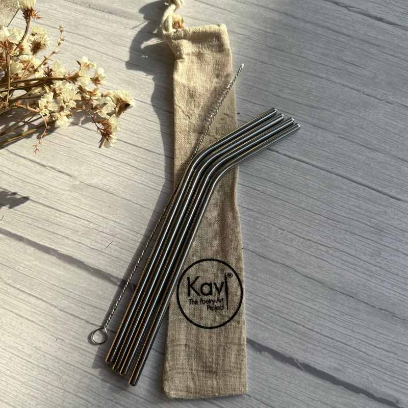 Kavi Reusable Stainless Steel Metal Straws