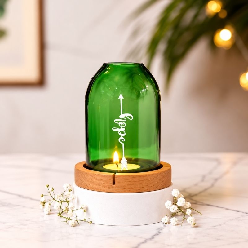 Upcycled Bottle Tea light holder ( Hope )