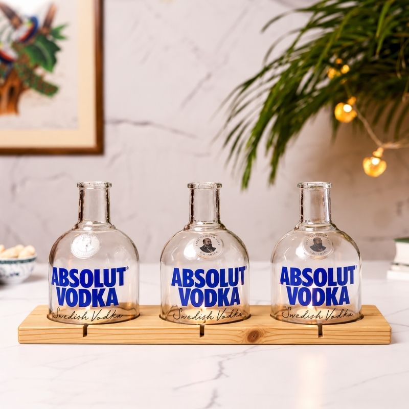 Upcycled Absolut Bottle Tea Light Holder
