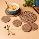 Kavi Geometric Design Cork Trivets With Coaster