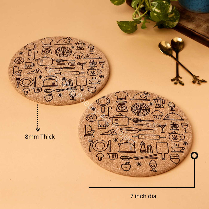 Kavi Food Design Cork Trivets With Coasters