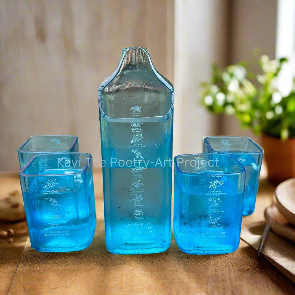 Bombay Sapphire Glasses ( Set of 4 ) with Jug